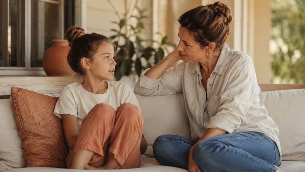 Parent listening as their child opens up during a quiet conversation